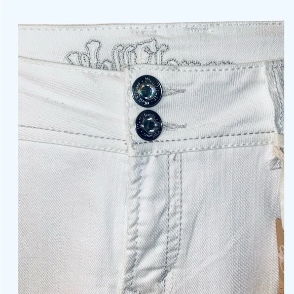 NWT Wallflower White Crop Jeans with Rhinestone Pockets - Sz 17 - Picture 4 of 11